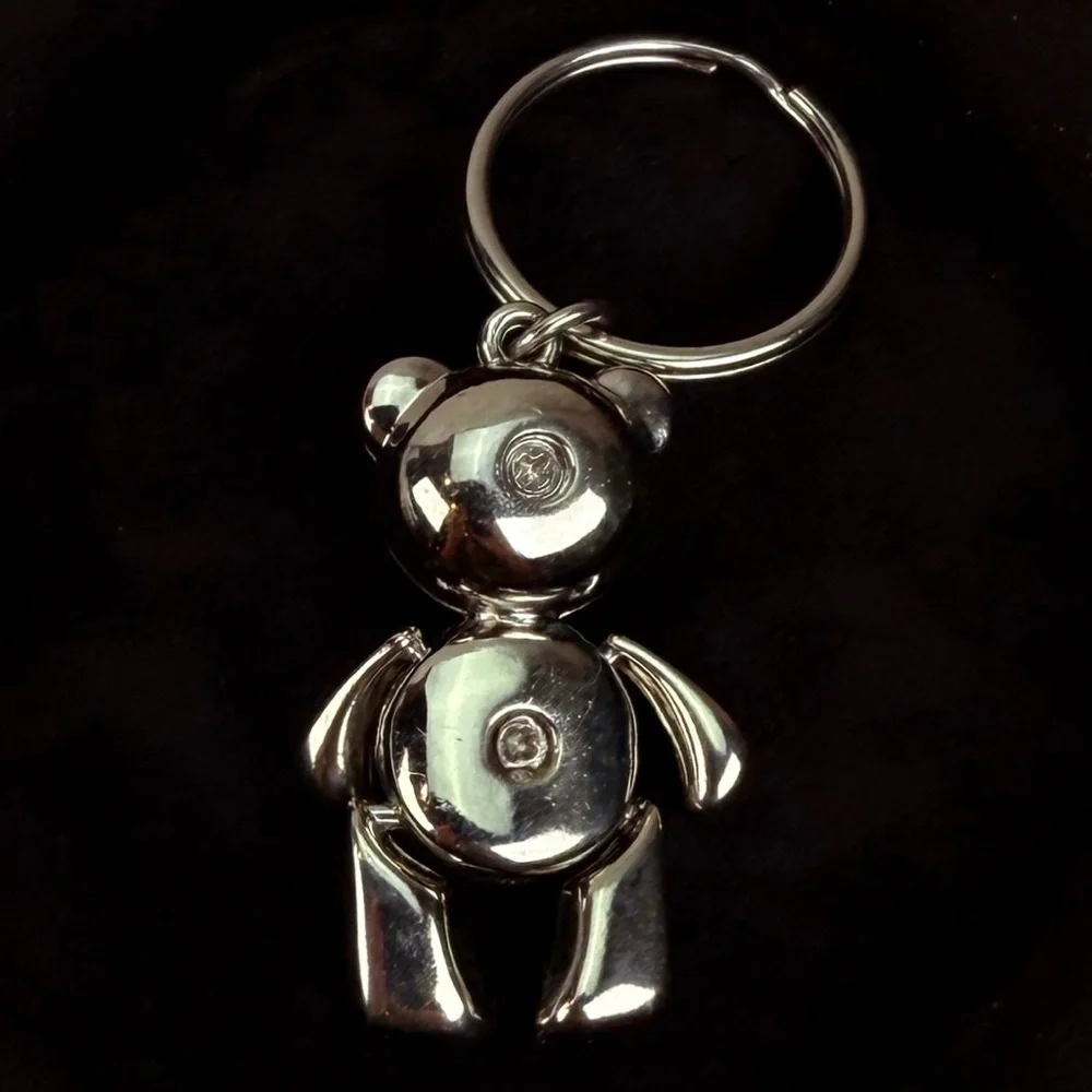 Charming Silvertone Route 66 Movable Bear Keychain